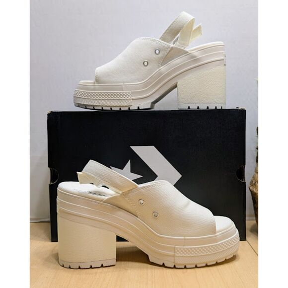 Converse White Chuck 70 De Luxe Heel Platform Open Toe Sandals Women's 9.5 NIB - Picture 8 of 14